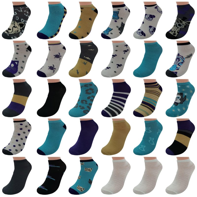 BRIGHT STAR Women's Low Cut Ankle Socks - 30-Pair | Soft & Comfortable Athletic Socks, Durable Polyester Blend, Machine Washable, Stylish Sock Pack for All Seasons (Size 9-11) - Image 1